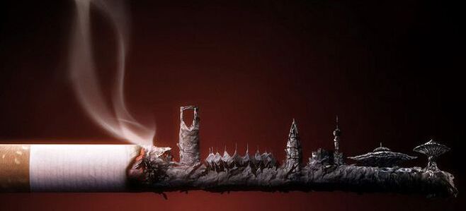 smoldering cigarette and the harm of nicotine